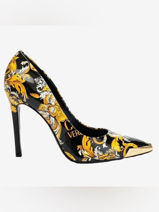Versace Jeans Collection Shoes - 🛍️ VERSACE JEANS COUTURE AUTHENTIC BAROQUE PRINT TOE CAP STILETTO PUMPS NWOT